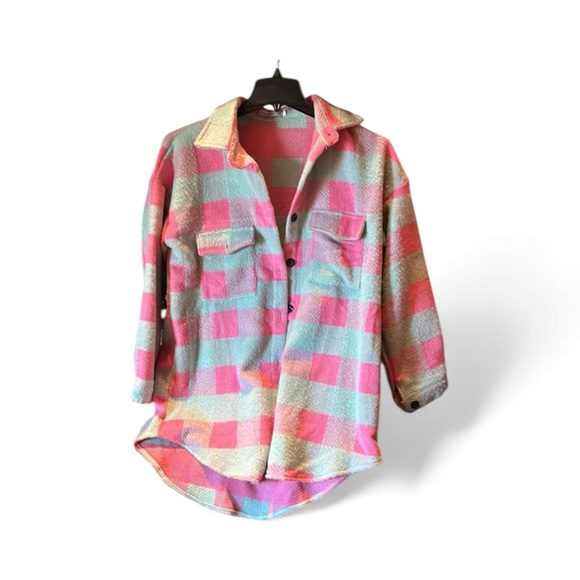 Jackets & Blazers - New pink green checkered shacket